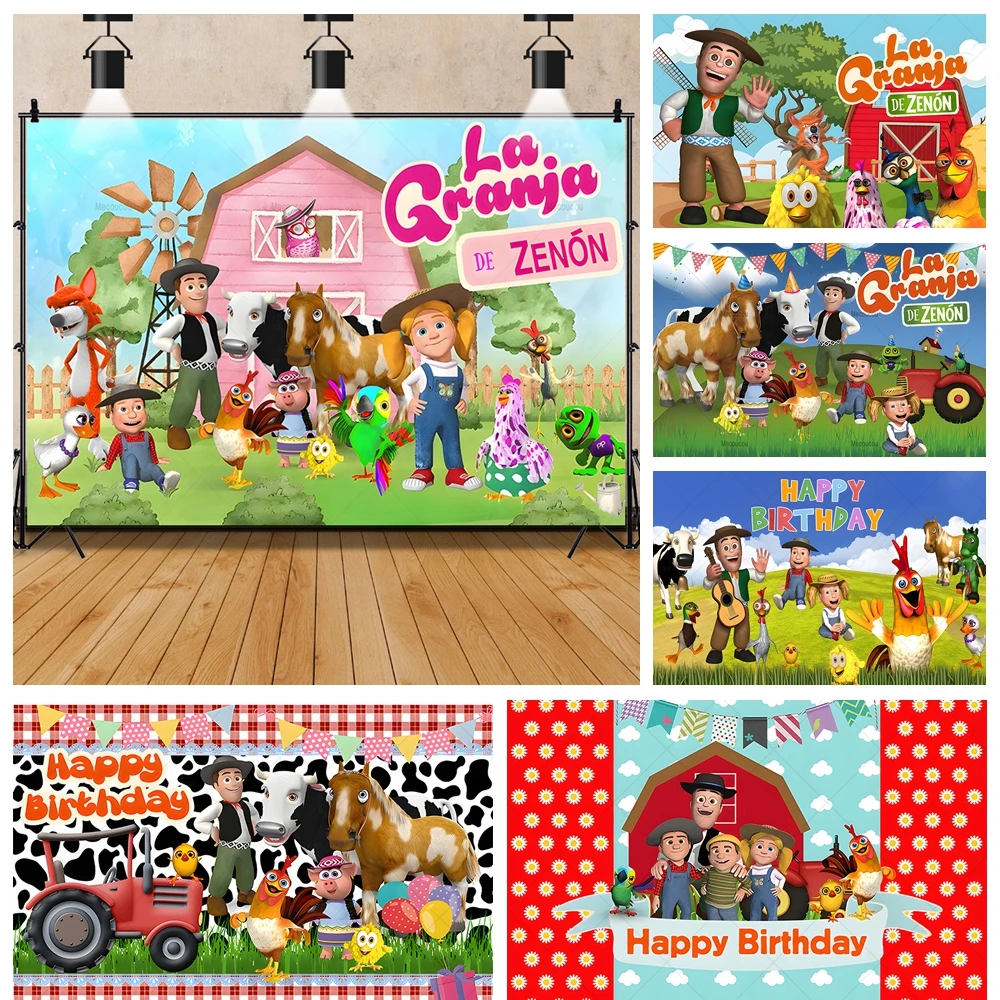 Cartoon Farm Cute Little Animal Baby Girl Boy Gifts Birthday Party Banner Backdrop Custom Kid Room Photo Poster Decor Background