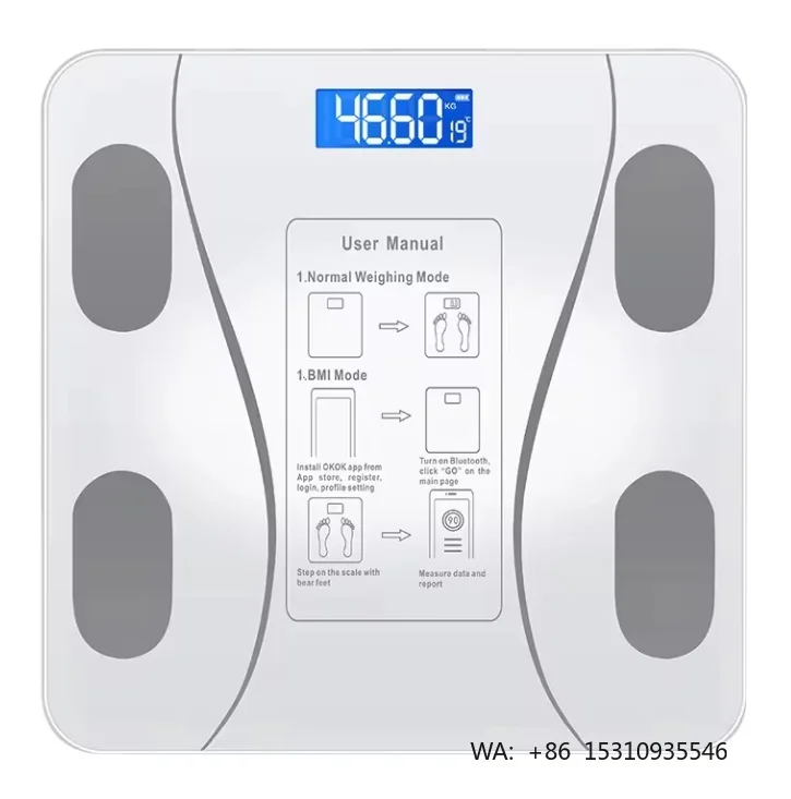 For Bluetooth Smart Body Scale Intelligent Analysis Tempered Glass Household Bathroom Scale Temperature Battery Display 180kg