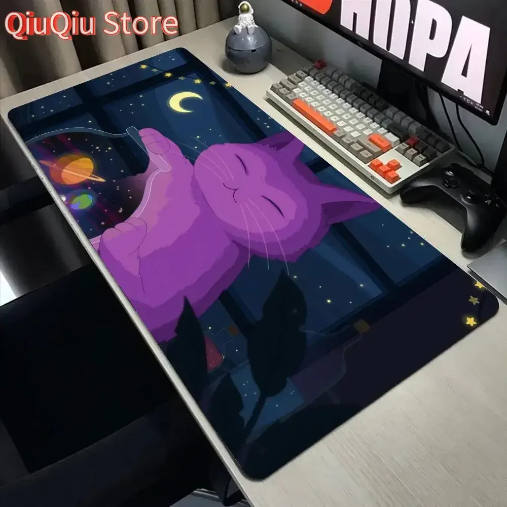 アニメかわいい猫マウスパッド大型コンピュータオフィスゲームテーブルマットXXLゴム滑り止めゲーミングキーボードマウスパッドロングデスクパッド