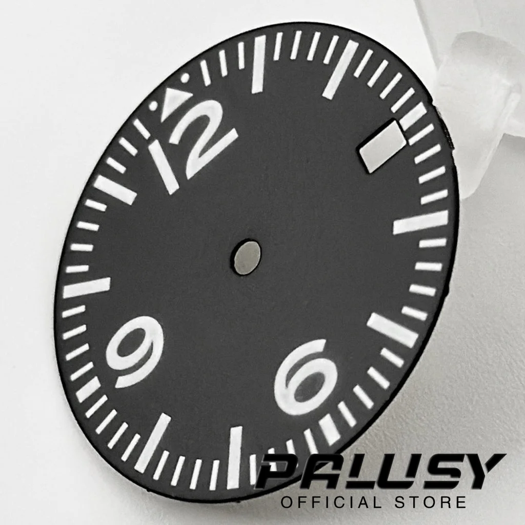Nh35 29mm Black Sterile Watch Dial Green Luminous Watch Face for NH35/NH35A/4R/7S Movement Replacement Parts