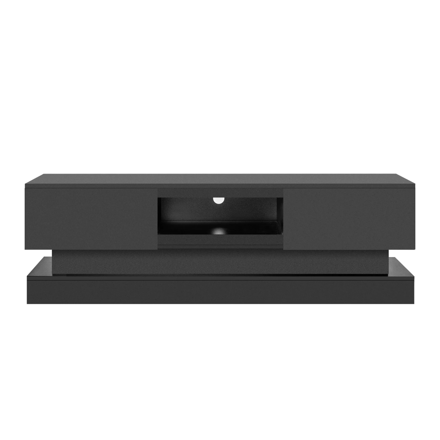 Soporte para TV moderno NEGRO de 63 pulgadas con luces LED, mueble para TV frontal de alto brillo, se puede montar en salón, sala de estar o dormitorio