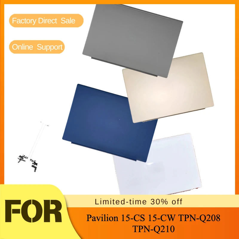 LCD Back Cover/Top Rear Lid/Hinges Cover Grey Gold For HP Pavilion 15-CS 15-CW TPN-Q208 TPN-Q210 Laptop Housing Shell