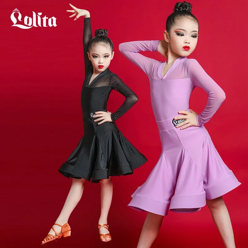 Autumn Children's Latin Dance Skirt Children's Competition Dress Girls' Standard Dress Exam Grade Performance Costumes