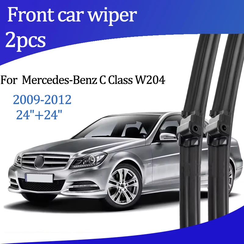 

For Mercedes-Benz C Class W204 2009-2012 Wiper Front Wiper Blades Windshield Windscreen Window Brush 24"+24" Car Accessories
