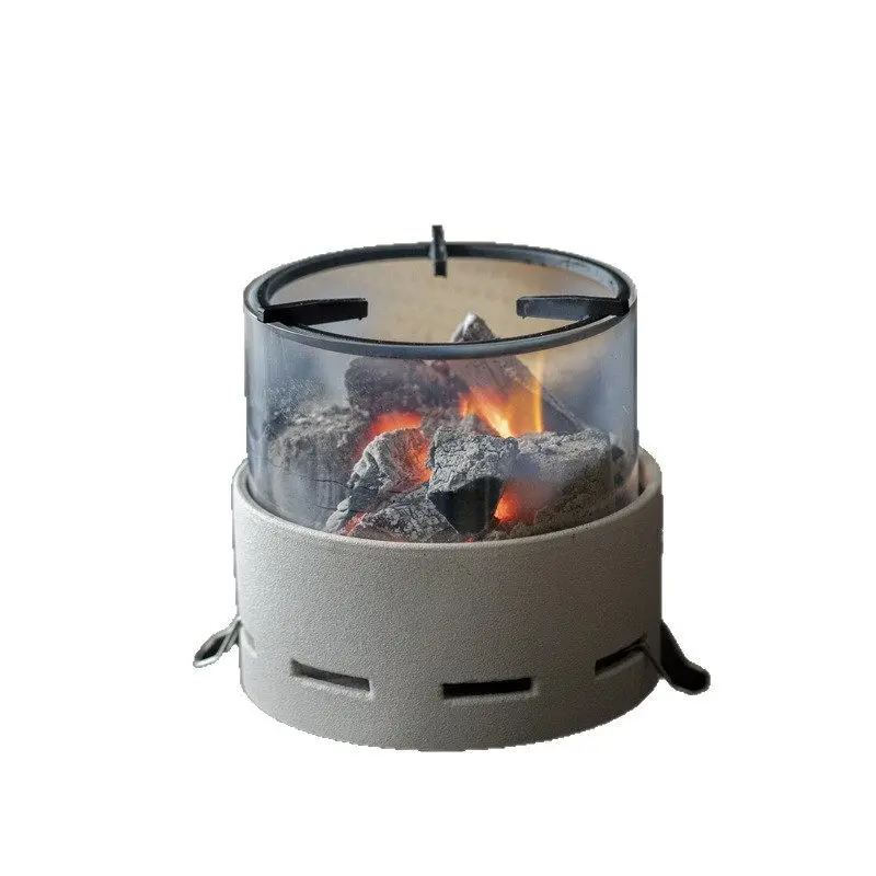 Guanhuo Charcoal Stove Tea Brewing Set for Home Use with Glass Cover