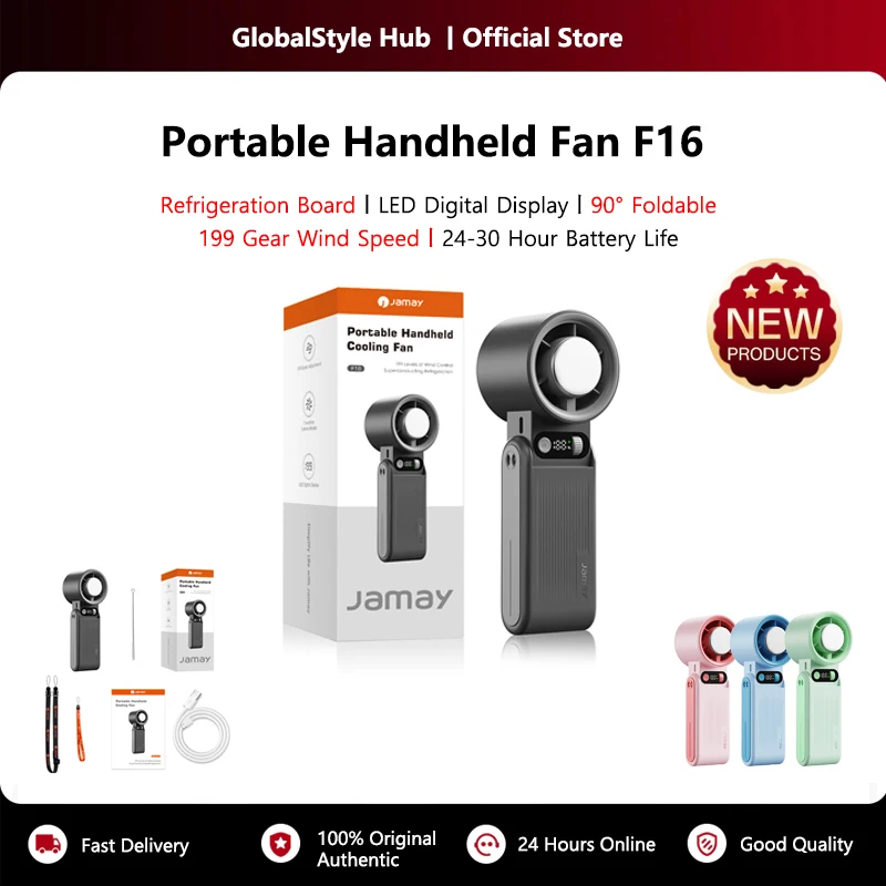 

Портативный ручной вентилятор с охлаждающей пластиной и LED-дисплеем 90 ° Складной ветрогенератор с 199 режимами регулировки скорости, 8000 мАч, F16