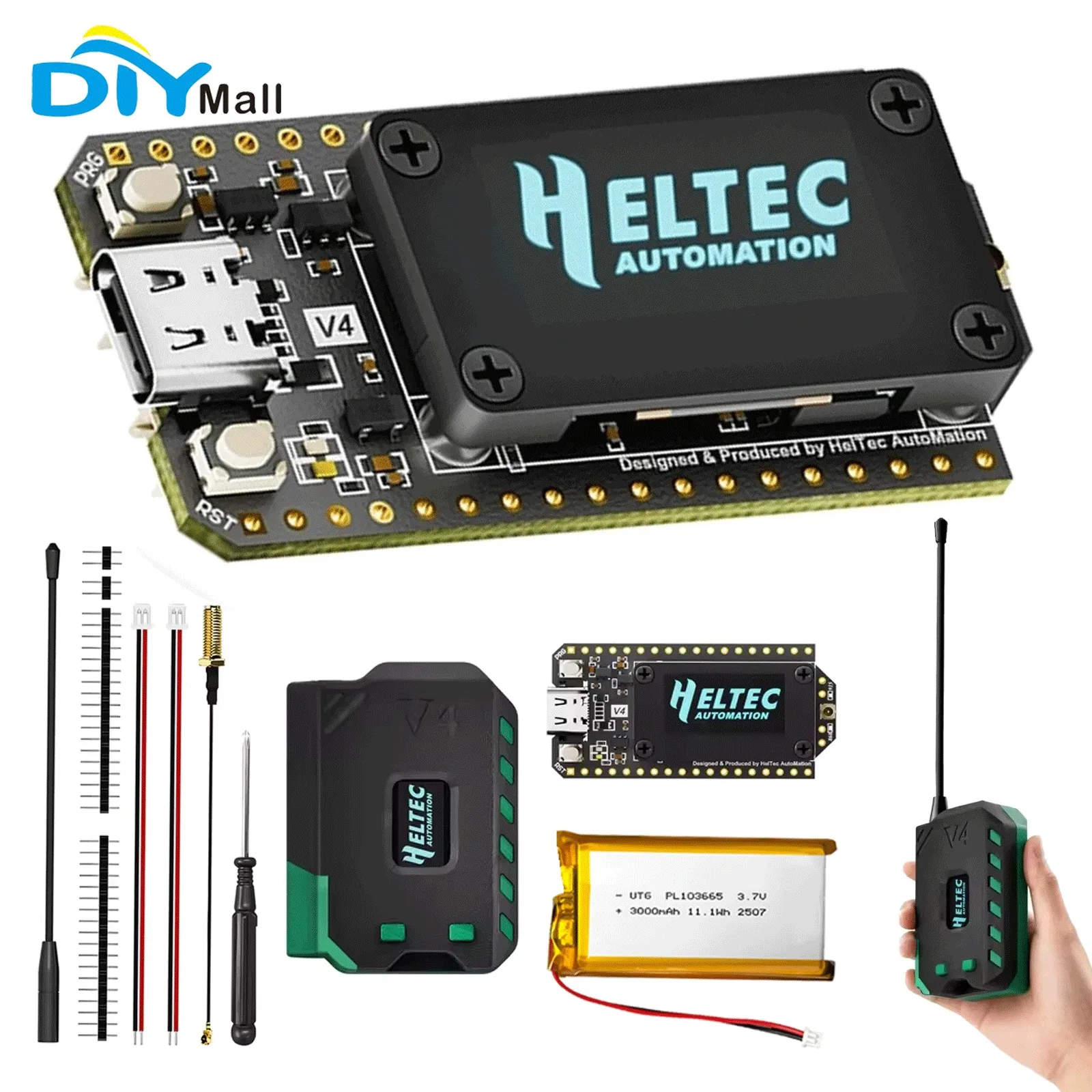 Heltec LoRa32 V4 Металластичная GPS ESP32 WIFI + BLE SX1262 LoRa 0,96-дюймовая OLED-плата на солнечной энергии с аккумулятором и корпусом