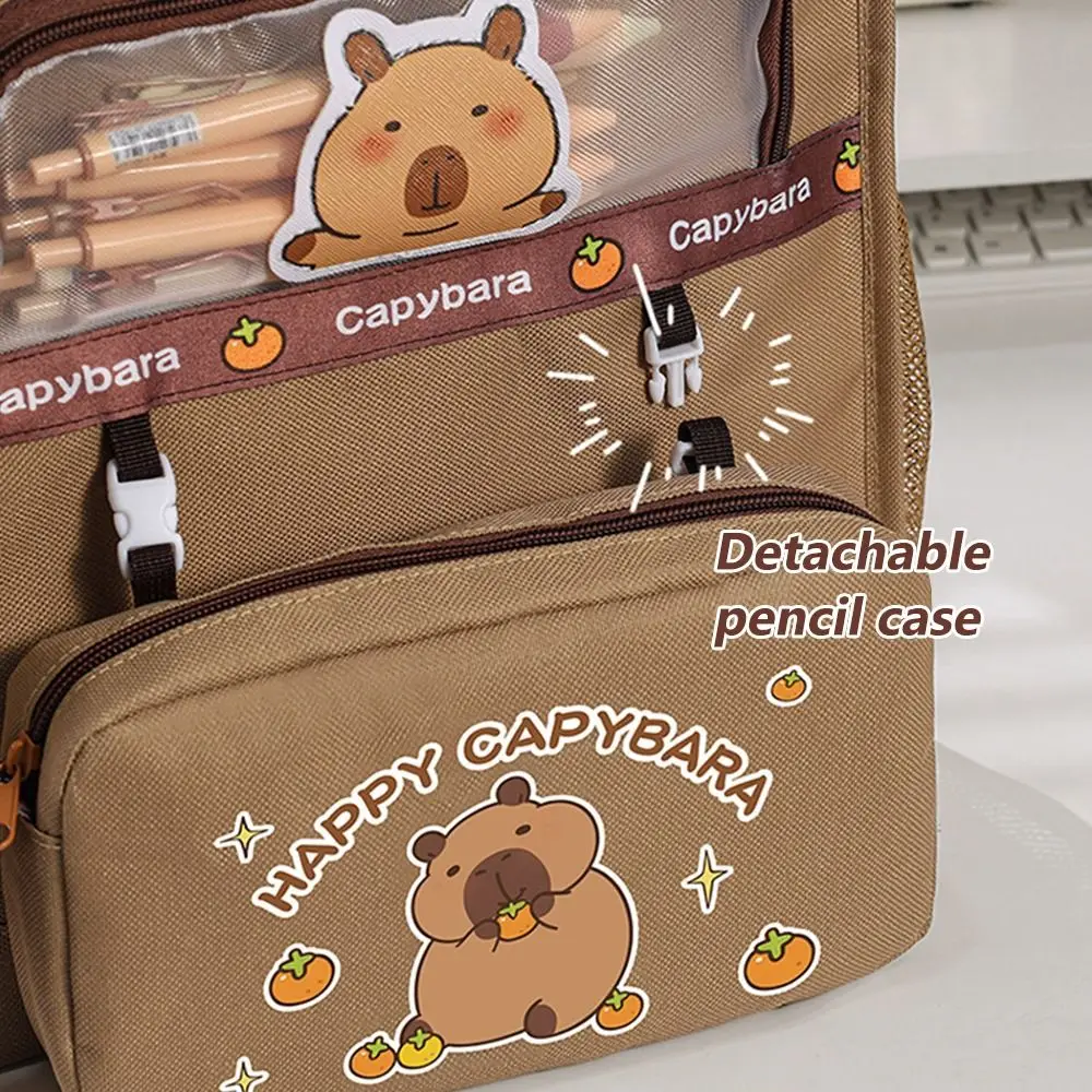 Large Capacity Capybara Tutoring Bag Multifunctional Detachable Pen Case A4 File Bag Learning Supplies Tote School Bag