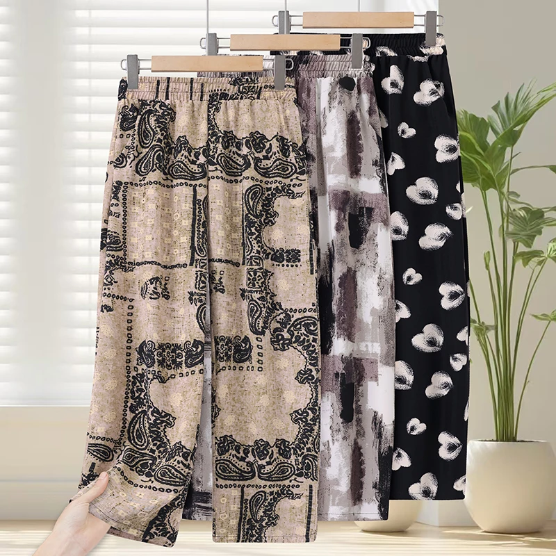 

Vibrant Romance Spring and Summer Holiday Floral Print High-Waisted Women's machete Pants