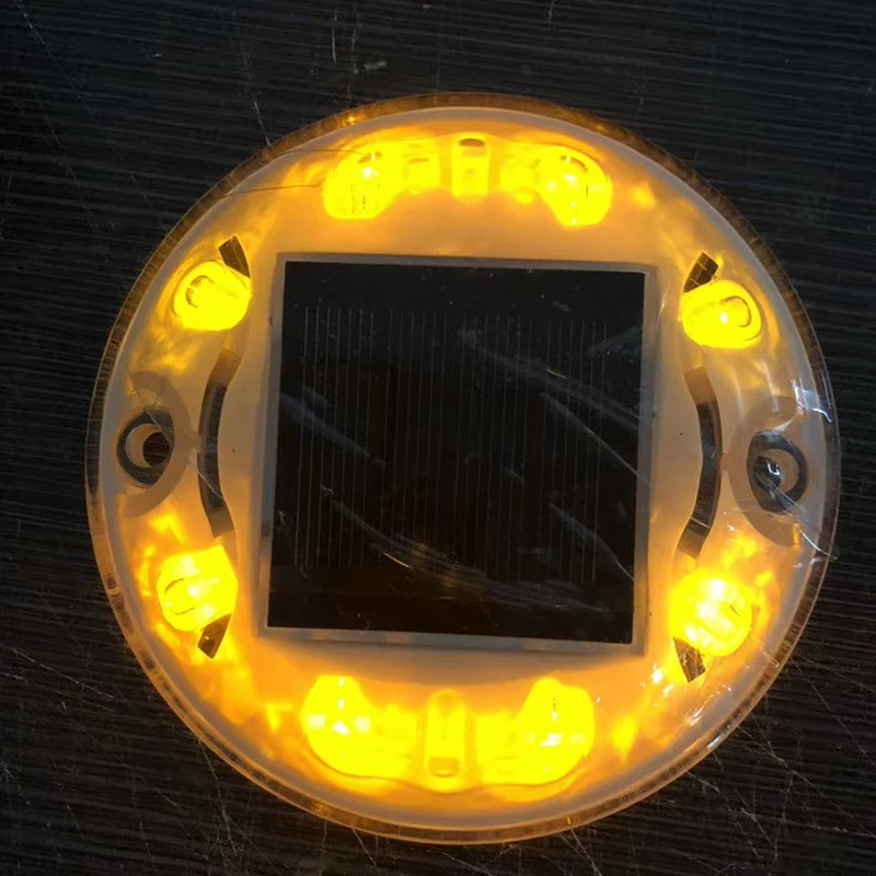 Tachuelas solares redondas para carretera, marcador de pavimento parpadeante de plástico, 10 LED, PC elevado, Ojo de Gato, muelle de cubierta, luz de piso de paso para carretera