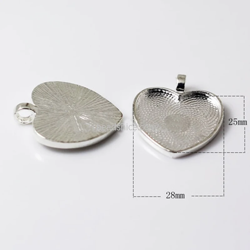 Beadsnice ID39063 Sterling Silver 25x28mm Heart Pendant Blanks DIY Jewelry Accessories