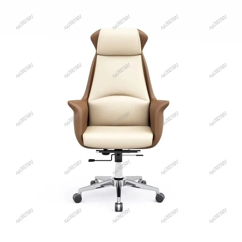 Ergonomic High Back Leather Office Chair - Light Luxury for Sedentary Use Home Computer Study Meeting Work