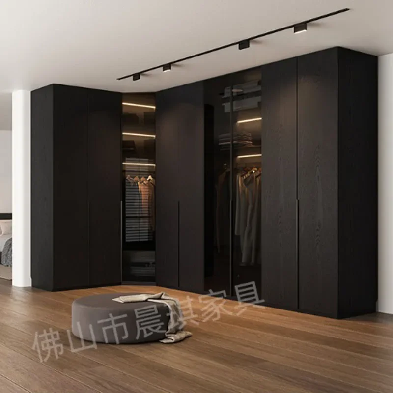 Black Modern Closet Creative Designer Luxury Large Wooden Wooden Drawers Shelf Wardrobe European  Postmodern Furniture