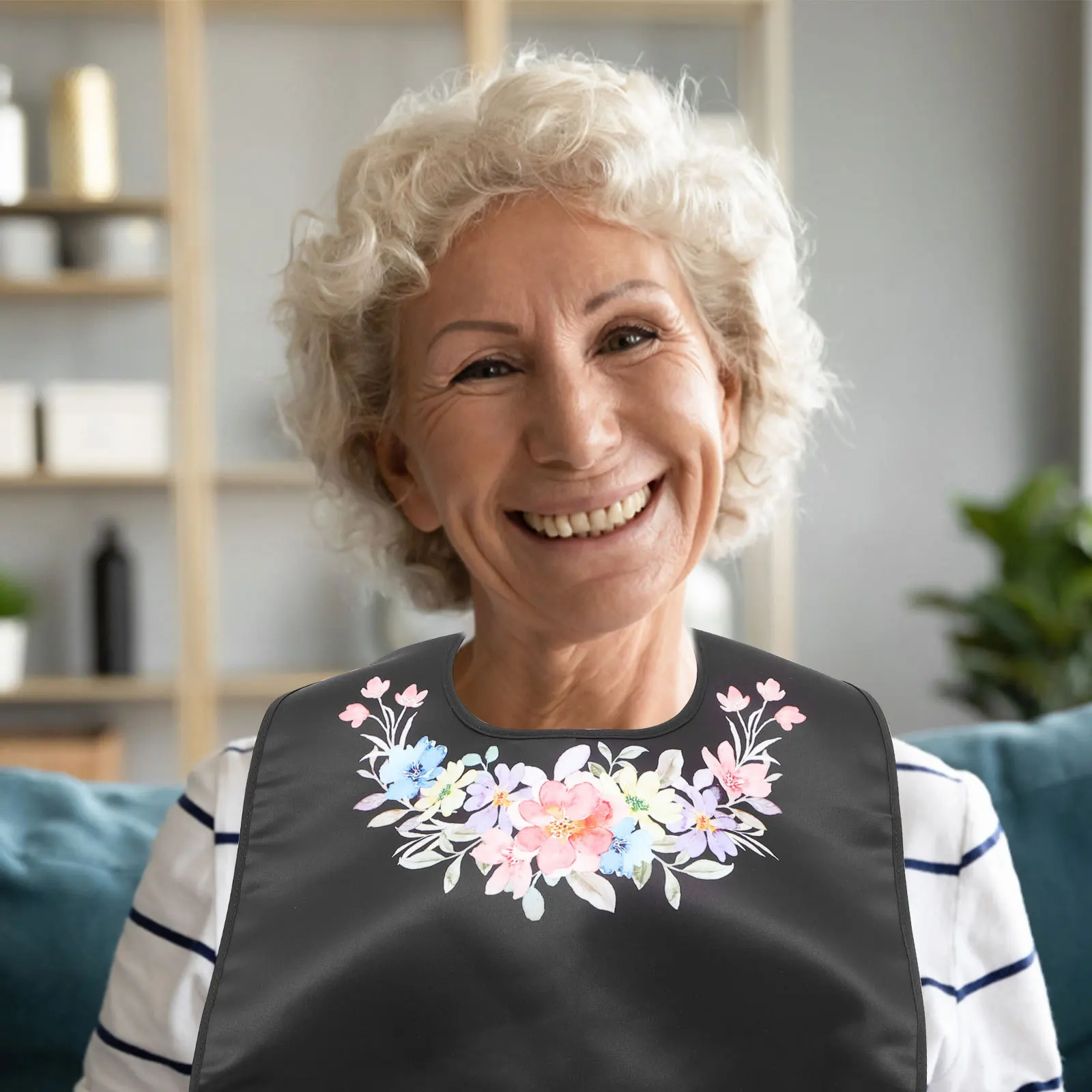 

Elderly Saliva Bib For Adults Reusable Washable Eating Apron With Large Pockets Dinner Bib For Seniors Dining Aid Meal