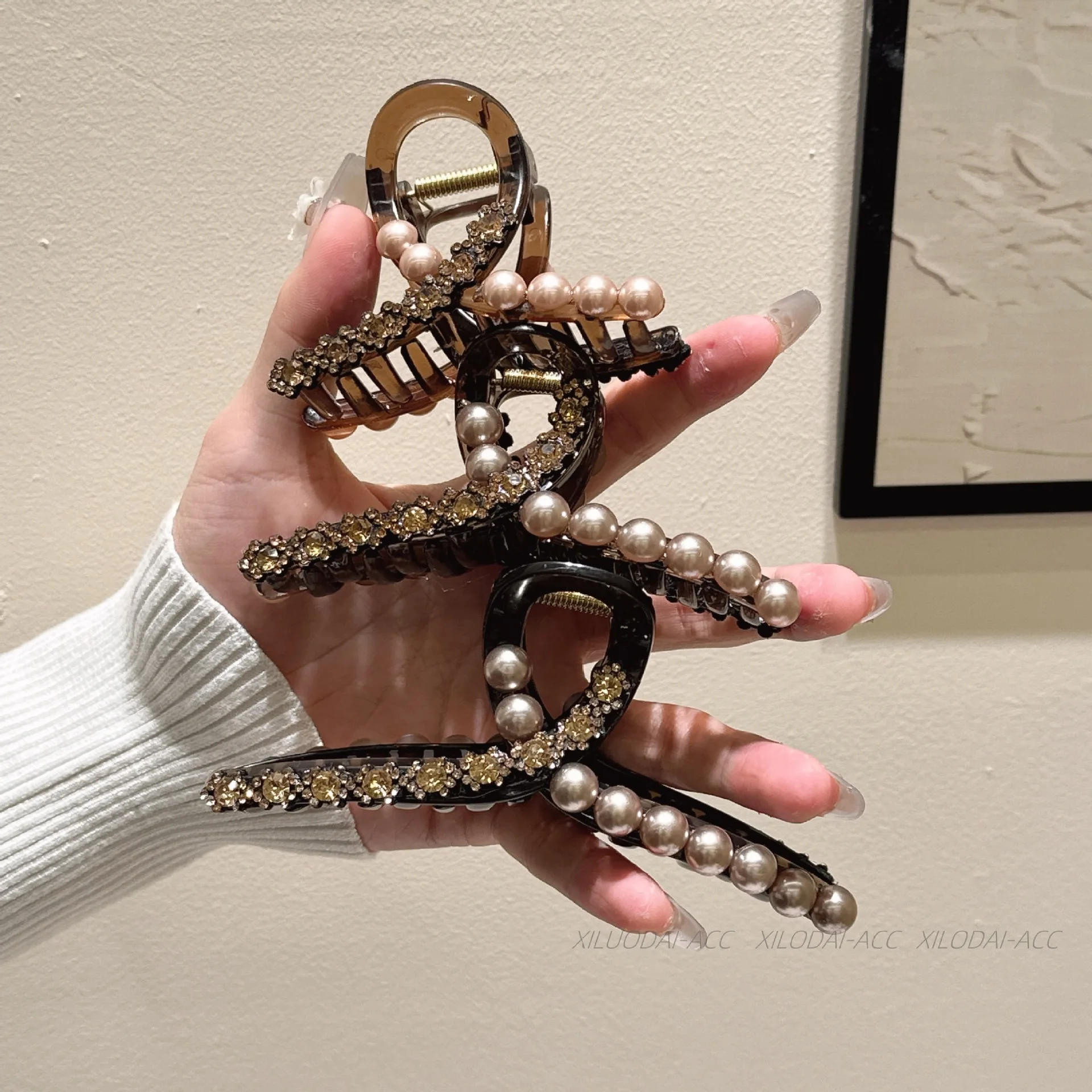 High-end Rhinestone Elegant Temperament Hair Claws Fashion Hair Accessories Women Shiny Full Diamond Plate Clip Hairpin Girl