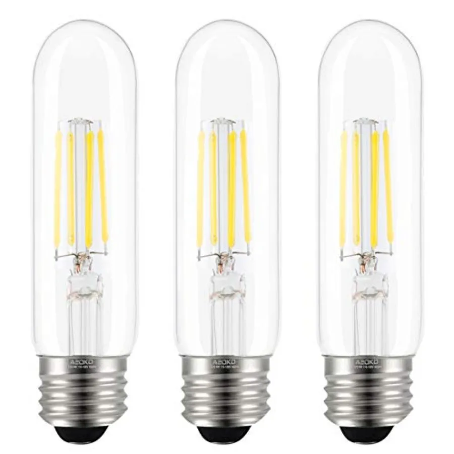 Edison Bulb, T10 LED Tubular Dimmable Tube Vtage Bulbs 40 Watt Equivalent, E26 Base 3-Pack