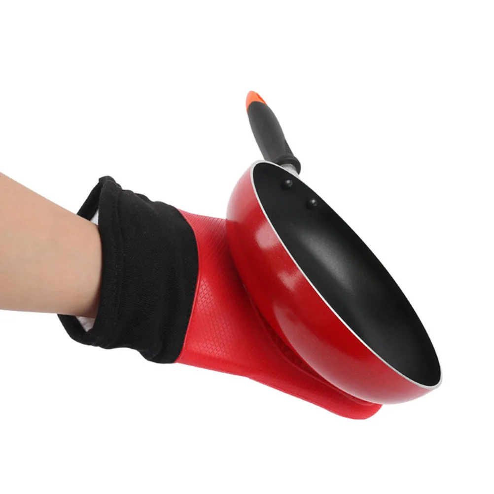 

2Pcs Silicone Oven Mitts Food Grade Heat Resistant Cotton Lining Non Slip Insulation for Cooking Bbq Baking Grilling Microwave
