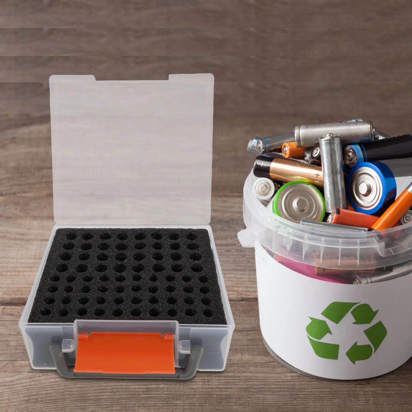 Battery Recycling Box Storage Organizer for 1.5V 9V Alkaline Rechargeable Dry Disposal Container for Battery
