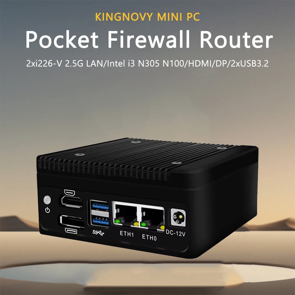 Mini Pocket Firewall Router 12th Gen Alder Lake Intel N100 DDR5 Fanless Mini PC 2xi226-V 2.5G LAN pfSense Proxmox ESXi Server