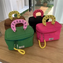 Borsa cosmetica in Nylon di grande capacità per donna-Organizer per trucco portatile con manico, ideale per viaggi e articoli da toeletta