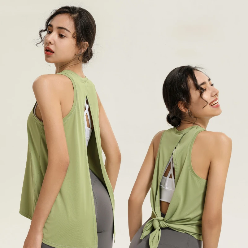 Summer Pink Top Women Clothes Running Exercise Yoga Sport Top Off Shoulder Cap Sleeveless Cool Hollow White Casual Workout Cloth