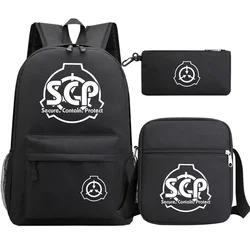 3pcs SCP Foundation Backpack Women Men COOL Bag Kids Pencil Case Children School Book bags Laptop Girls Boys Travel Backpack