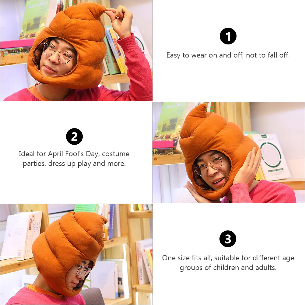 

Funny Poop Hat Party Hats for Kids Novelty Cartoon Stuffed Pp Cotton Cosplay Child Cap