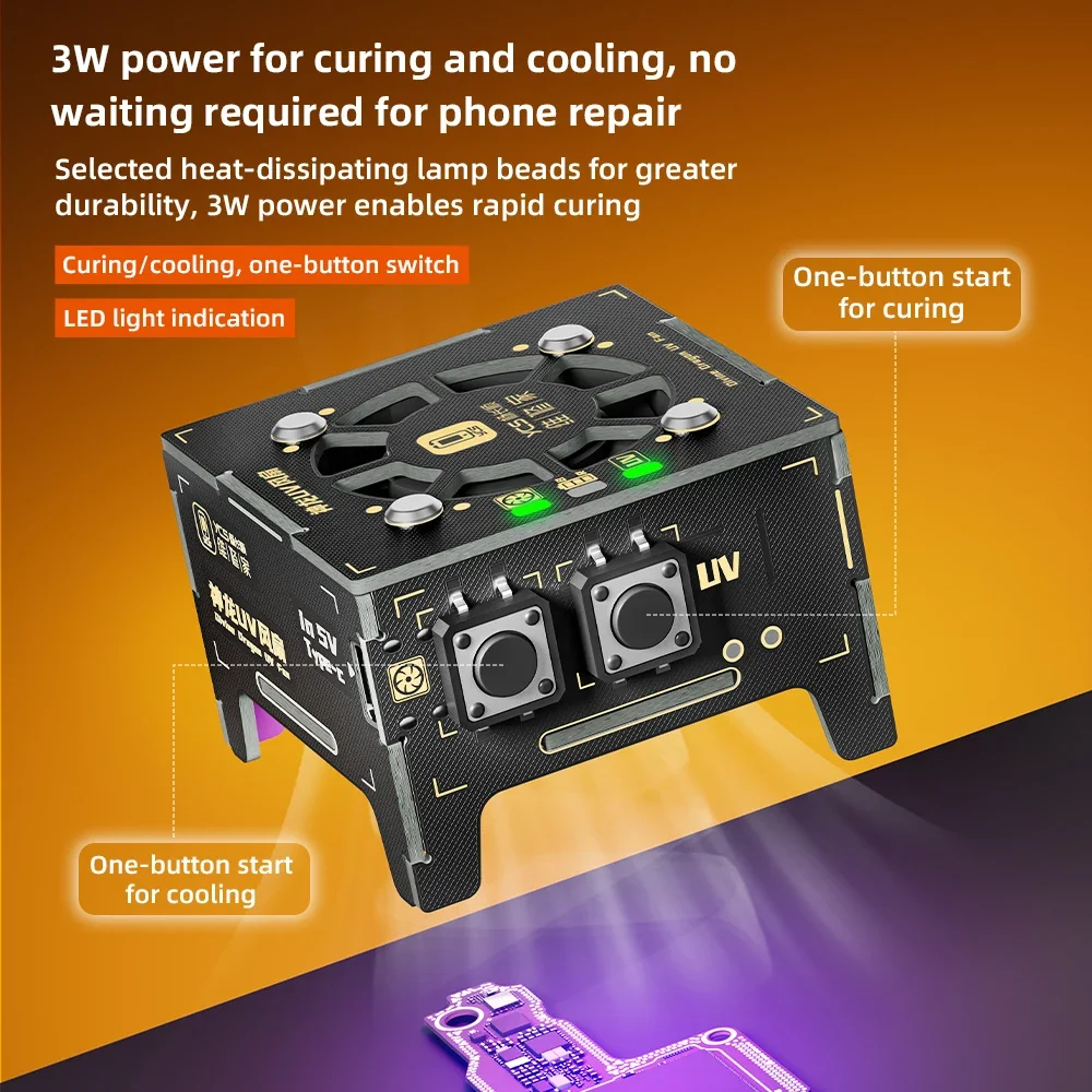 YCS 2 IN 1 UV Curing Light Lamp with Cooling Fans Tools Kit for Mobile Phones Motherboard IC Chip PCB Repair Smoke Exhaust Set