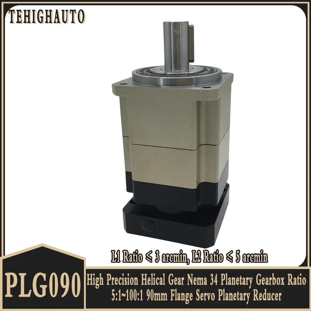Ingranaggio elicoidale ad alta precisione Nema 34 rapporto riduttore epicicloidale 5:1 ~ 100:1 90mm flangia Servo riduttore epicicloidale 12.7 14 16 19mm ingresso