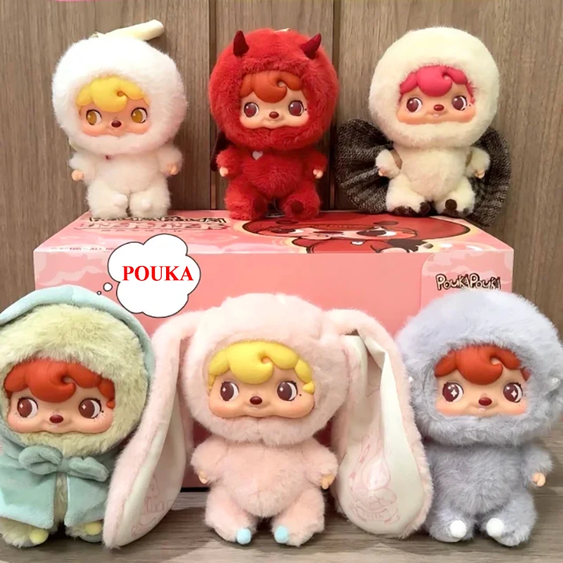

POUKA Cute Fluffy Vinyl Face Blind Box Figure Surprise Mystery Box Trendy Collectible Plush Doll Gift For Kids Adults Toy Lovers