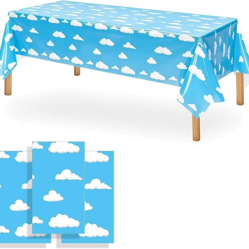 Blue Sky White Clouds  Party Tablecloth Supplies  Plastic Table Cloth Birthday Party Decorations 1/2/3PCS