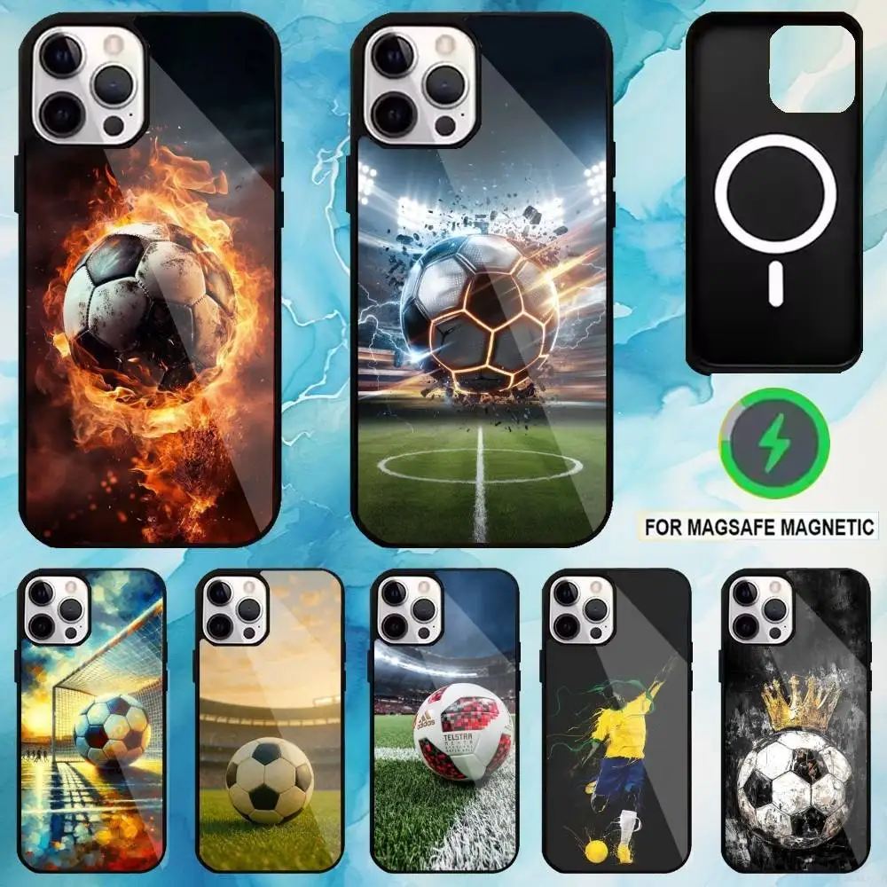 

Football Sport Soccer Phone Case For iPhone17,16,15,14,13,12,11 Plus,Pro Max For Magsafe Enabled Wireless Charging Case