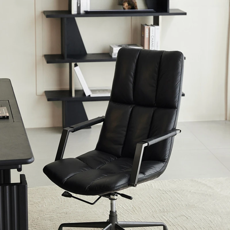 

Leather office chair home comfortable sitting desk chair modern simple high back computer chair boss chair