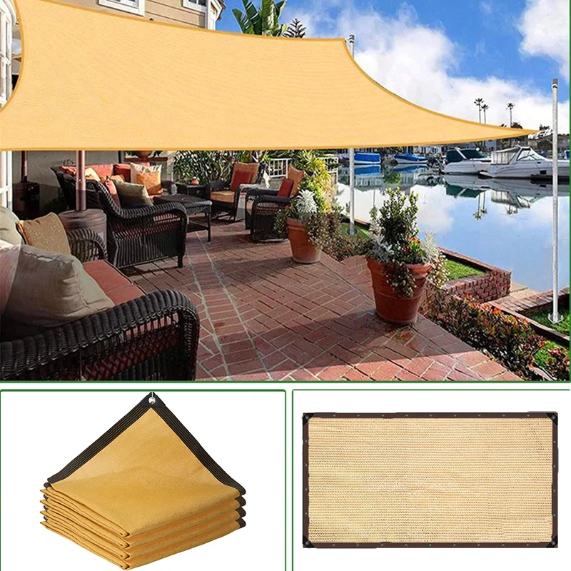 

90 ~ 95% бежевый HDPE солнцезащитная сетка, утолщенная терраса, балкон, экран конфиденциальности, устойчивый к ультрафиолетовому излучению, навес для беседки, уличный тент