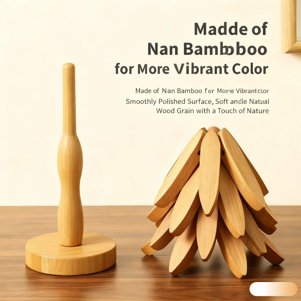 

Bamboo Tree-Shaped Trivet Modern Minimalist Heat-Resistant Mat Multi-Piece Set Kitchen Gadget for Dining Table & Cookware