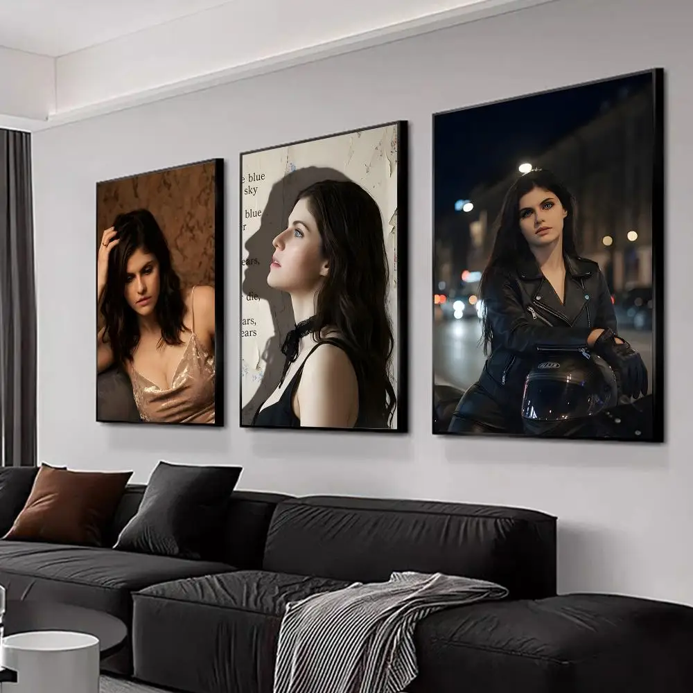 Alexandra Daddario Colored Inkjet Paints Decorative Wall Home Party Decoration Festival Gifts Synthetic Canvas No frame