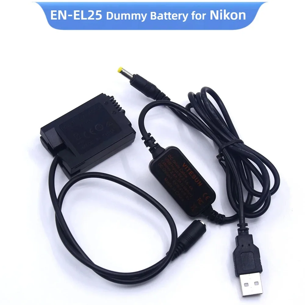 EN EL25 EN-EL25 Dummy Battery EP-5G DC Coupler USB to DC Power Cable Fit for Nikon Z50 ZFC Cameras