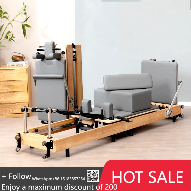 

High quality pilates reformer Oak foldable reformer Quick folding Yoga Big Fitness Equipment commercial Home pialtes bed