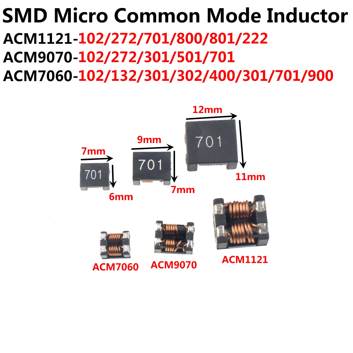 

10Pcs SMD Common Mode Inductor ACM2012 ACM3216 ACM4532 ACM7060 ACM9070 ACM1211 Choke Surface Mount Filter Inductance