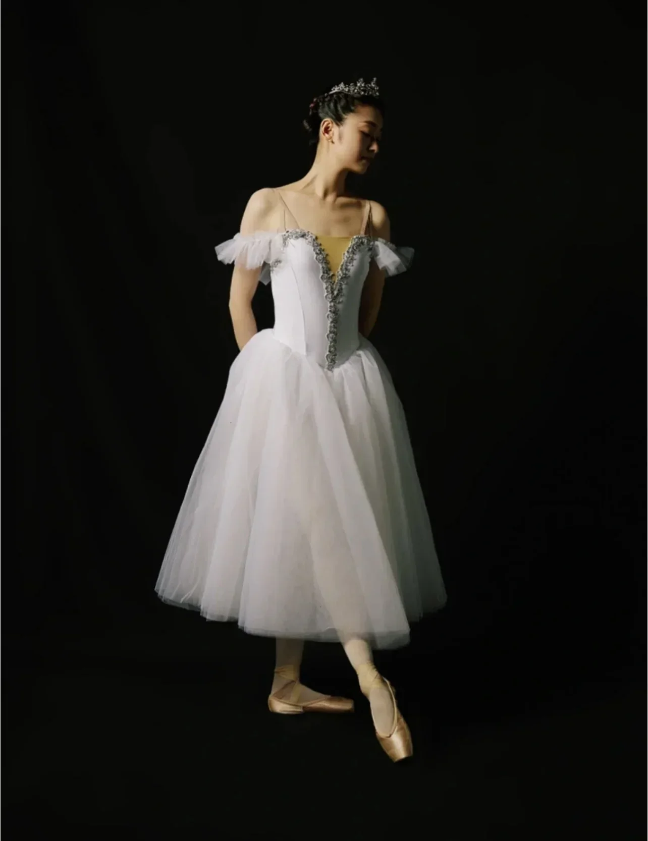 

White Adult Competition Professional Dance Ballet Dress Fairy Long Dress Ballet Costume Girls Kid Ballet Tutu Skirt Performance