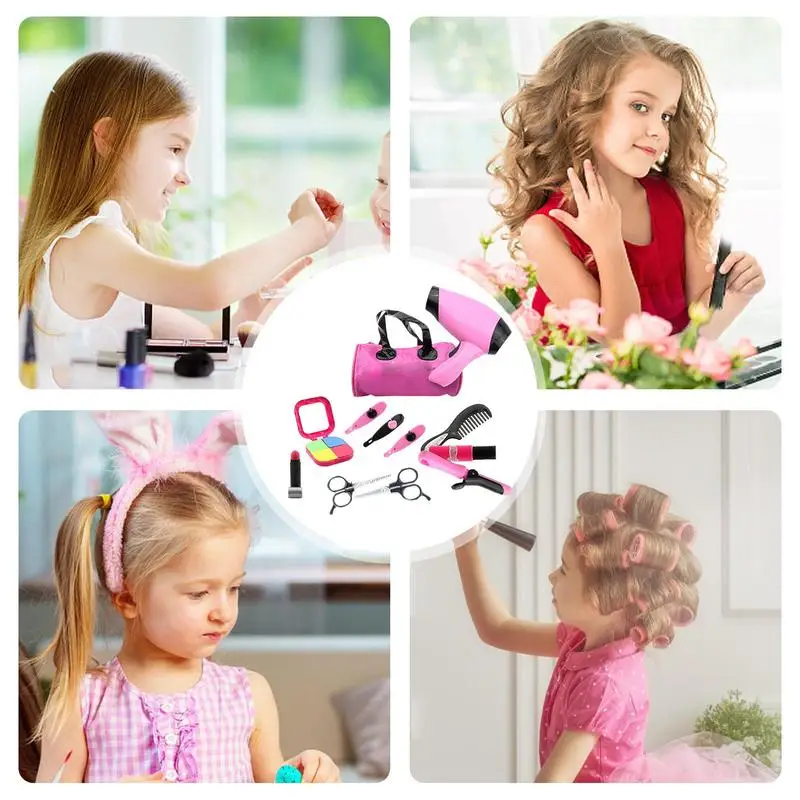 Ensemble de jouets de salon de coiffure pour enfants, beauté des cheveux, accessoires de maquillage, jeu de simulation pour enfants