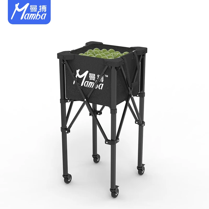 Foldable Tennis Ball Cart 150pc Ball Capacity Tennis Ball Saver Bag Tennis Storage Rack with Wheel Tennis Sport Teaching Carts