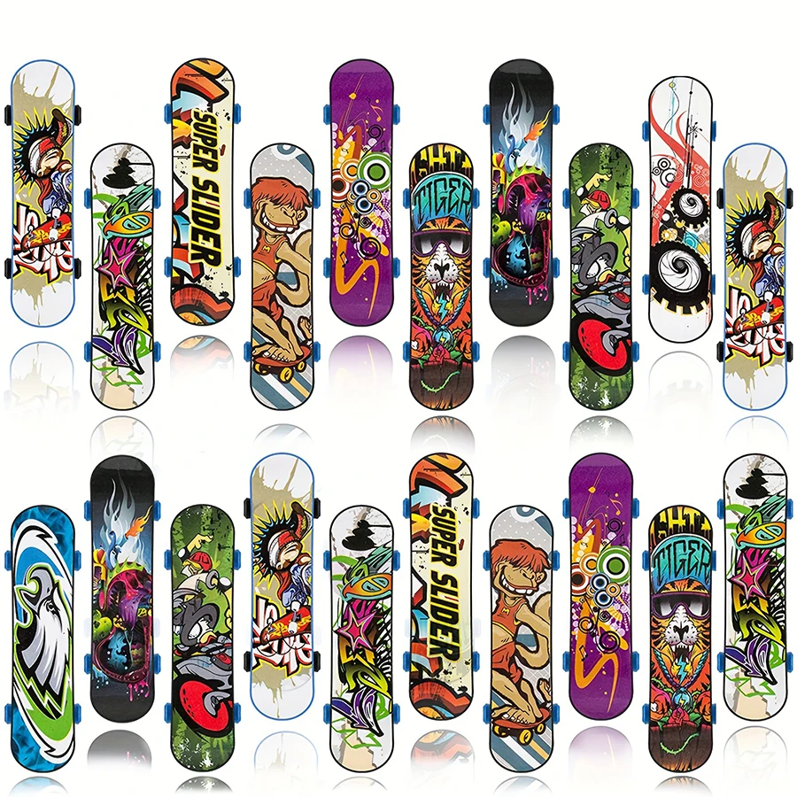 10pcs Plastic Finger Skateboard Style Random Creative Desktop Skateboard Sports Toys Party Favor Supplies Funny Toys Gifts