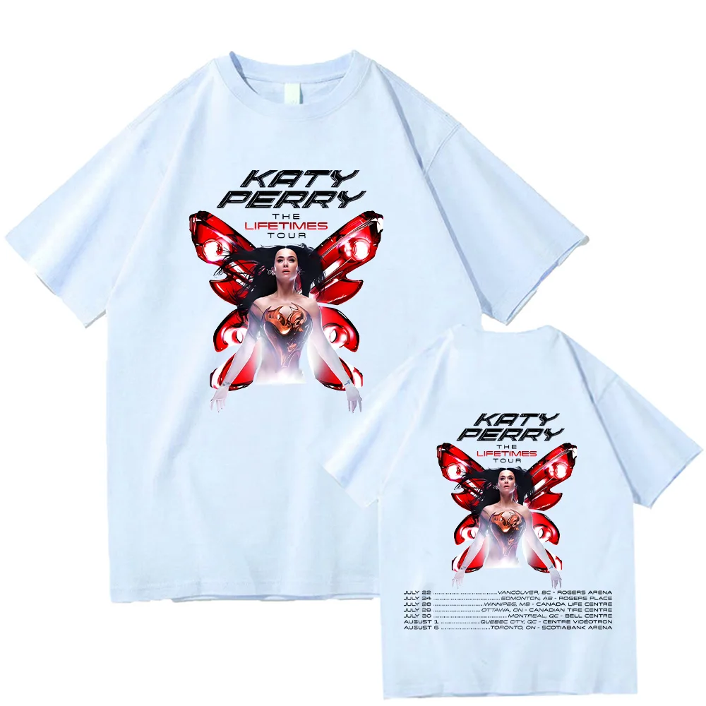 THE LIFETIMES TOUR Katy-Perry T-shirts Personalized Creativity Design Tee-shirt Women Men Y2K Clothing High Quality Cotton Tees