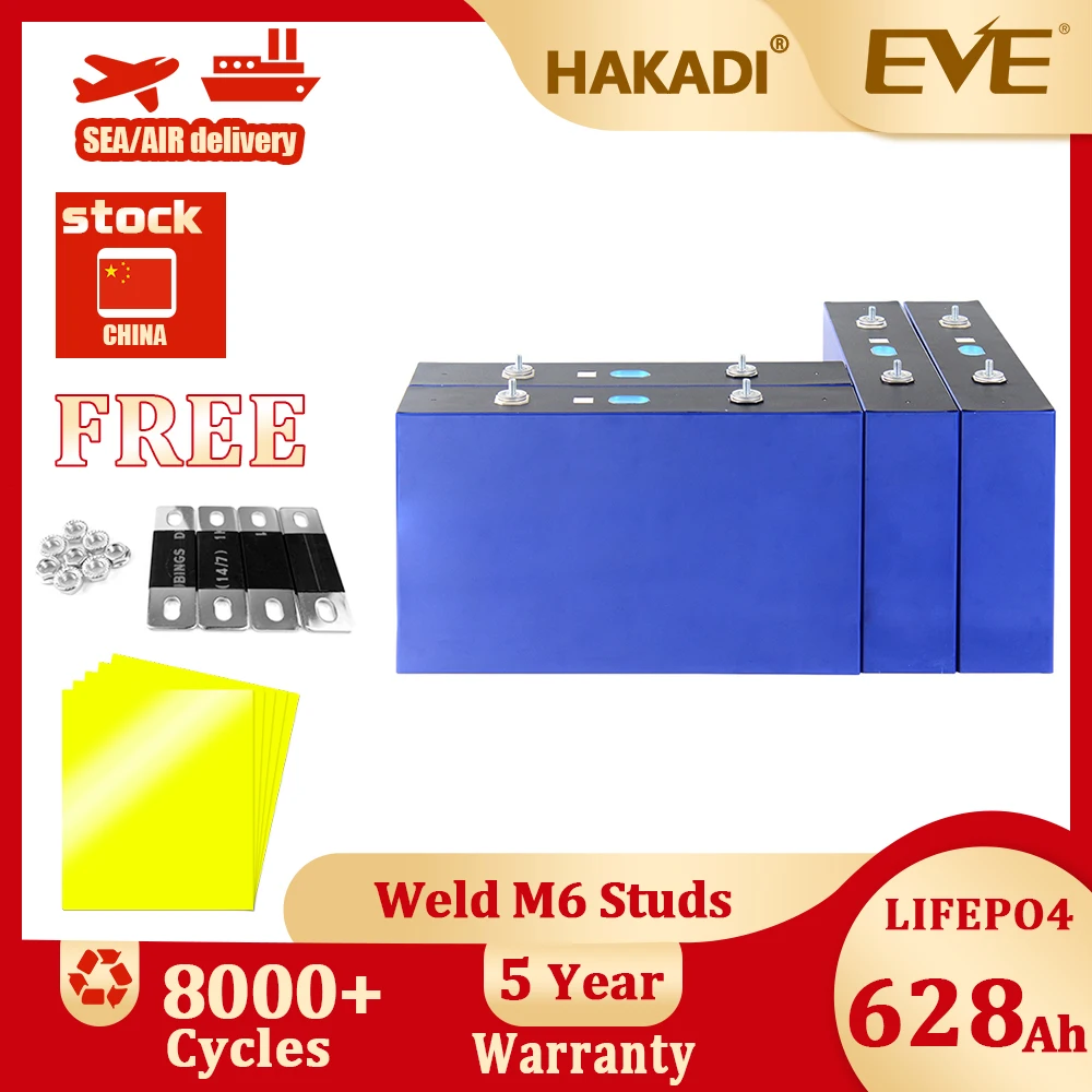 

EVE 3.2V 628Ah High Capacity Lifepo4 Rechargeable Batteries 2-16PCS Original A Grade Brand New Cell For DIY 12V 24V 48V Battery