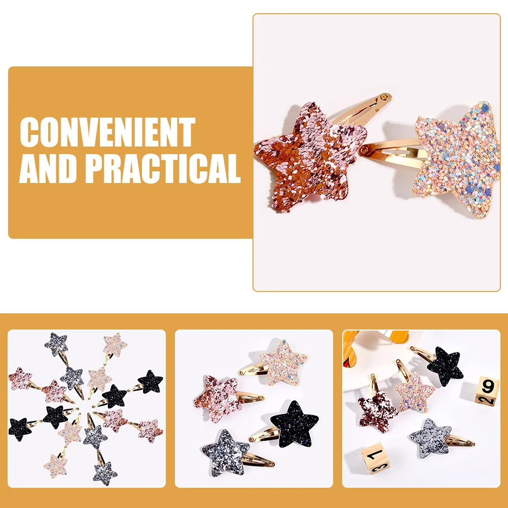 

16 шт., заколки для волос со звездами, блестящие металлические аксессуары для волос для женщин и девочек, аккуратная челка, прочные зажимы со звездами