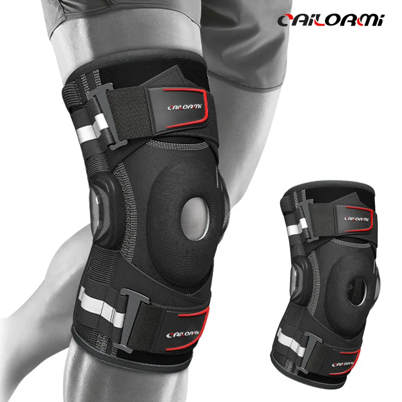 Adjustable Sports Knee Support Brace with Bilateral Hinges Open Patella Design Memory Foam Lining for Knee Protector