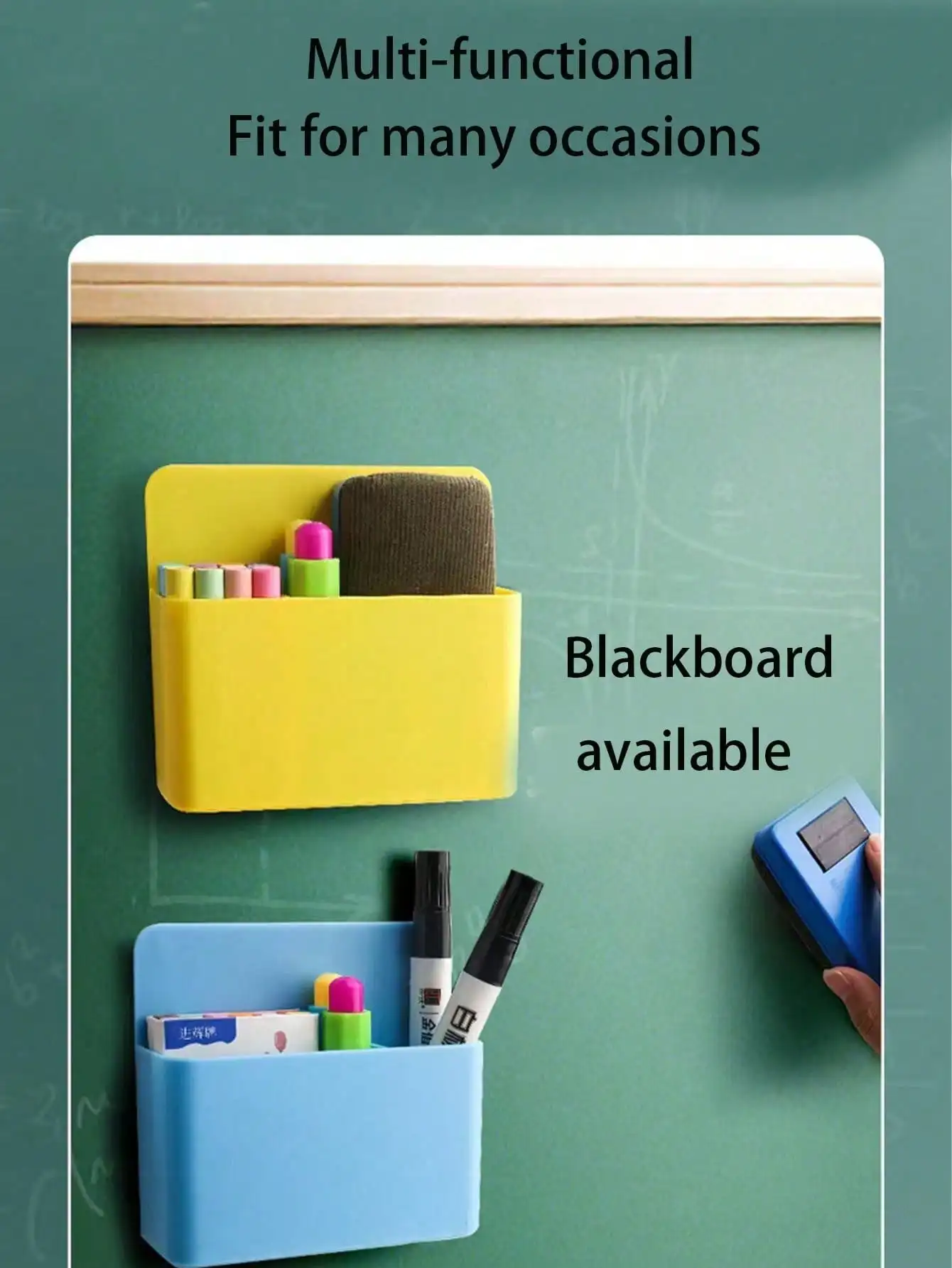 1pc Magnetic Pen Holder Organizer Box, Blackboard Wall Mount Back To School SS25091974630401466