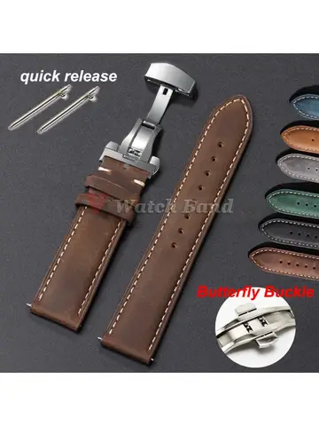Genuine Calfskin Leather Watchband for Omega Business Watch Band for Seiko 22mm 20mm 18mm Butterfly Buckle Stitching Brown Strap