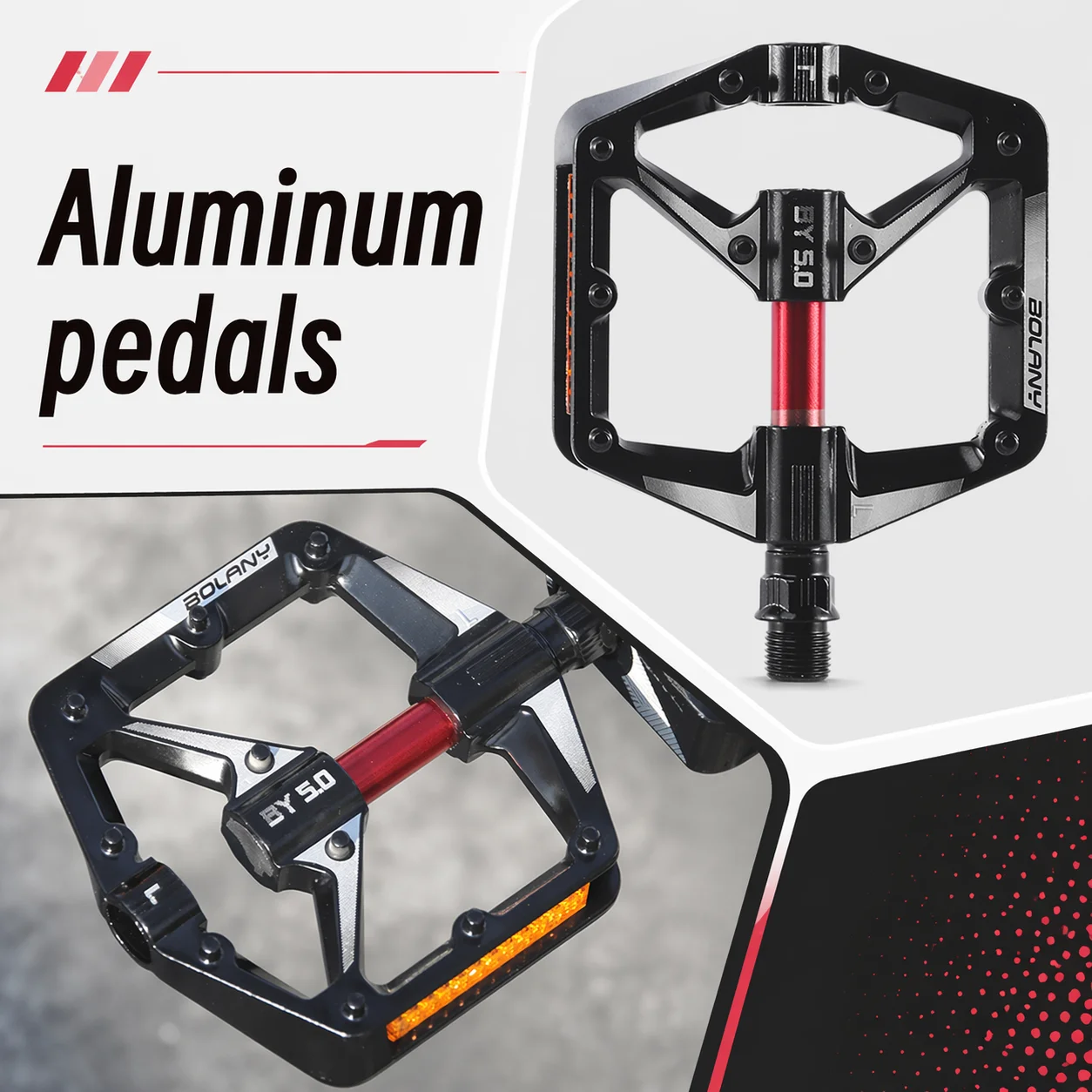 Bolany aluminum bicycle pedals DU double bearing bicycle pedal reflector mountain Road bike pedals mtb platform pedals aluminium